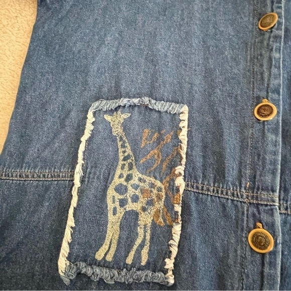Vintage Studio G Chambray Safari Animal Print Dress & Jacket Set L Made in USA - Picture 6 of 12